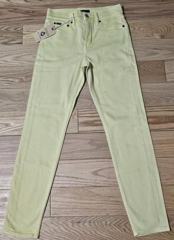 NWT Polo Ralph Lauren Women's Yellow Faded Tompkins Skinny High Rise Ankle Jeans