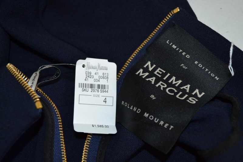 NWT Roland Mouret Ltd Ed Neiman Marcus Navy Cap Sleeve Dress Size US 4 $1 585