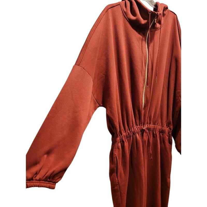 NWT SAVAGE Fenty Fleece Jumpsuit Hoodie Sz XL Long Sleeve Loungewear Cinnamon