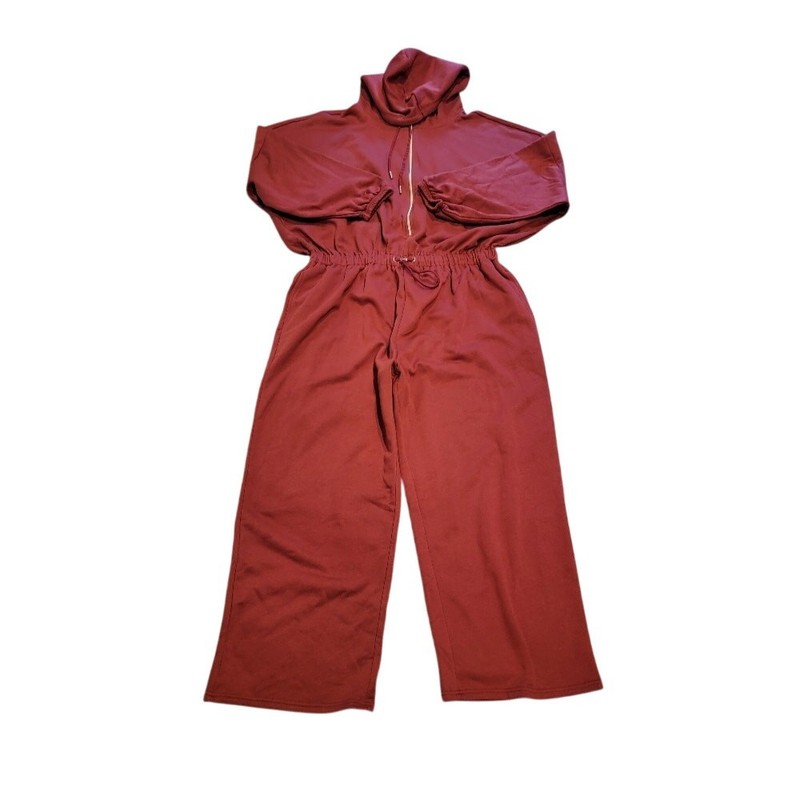 NWT SAVAGE Fenty Fleece Jumpsuit Hoodie Sz XL Long Sleeve Loungewear Cinnamon