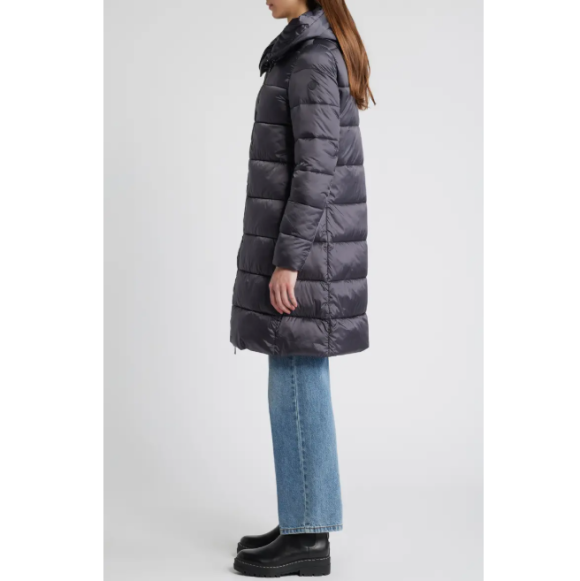 NWT- SAVE THE DUCK 'LYSA' Quilted Puffer Coat Ebony Grey - Size 2/Medium