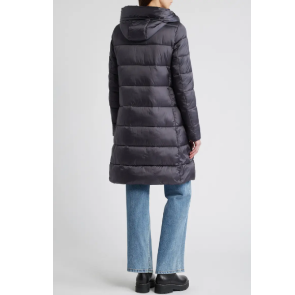 NWT- SAVE THE DUCK 'LYSA' Quilted Puffer Coat Ebony Grey - Size 2/Medium