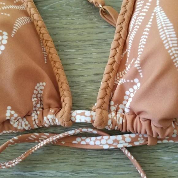 NWT Shade & Shore Brown Printed Triangle Bikini Top Size XS