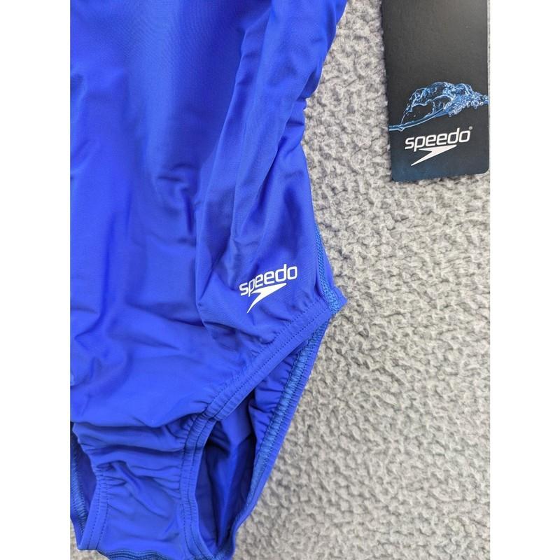 NWT Speedo Womens Sz 6/32 Flyback PowerFlex Eco Sapphire Blue Training Swimsuit