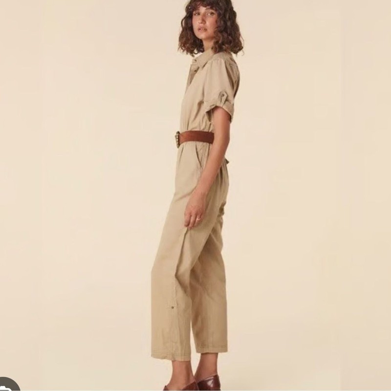 NWT Spell Foxglove Embroidered Boilersuit With Fixed Tie In Khaki Sz Small