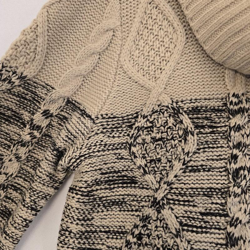 NWT Studio One NY Womens Dress Large Sweater Cable Chunky Knit Black Tan Cowl