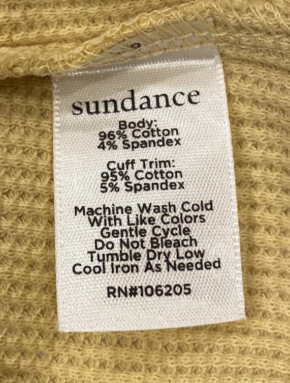 NWT Sundance Catalog Yellow Long Sleeve Crew Neck Thermal Tee Size M $58