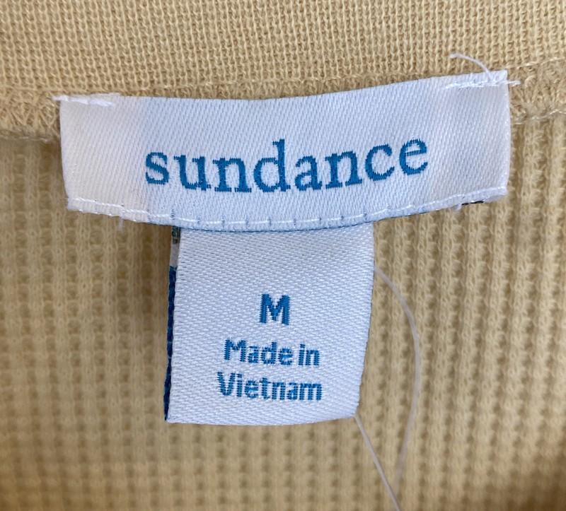 NWT Sundance Catalog Yellow Long Sleeve Crew Neck Thermal Tee Size M $58