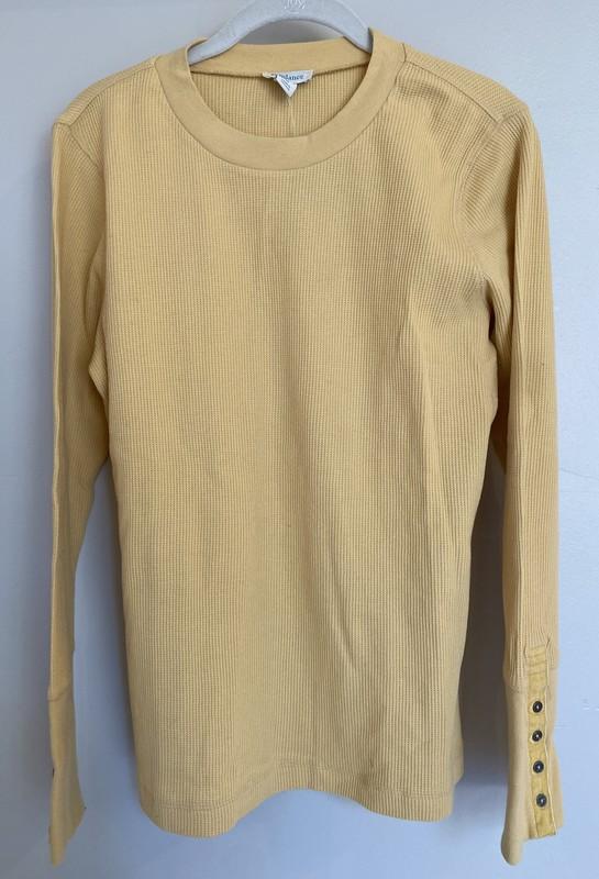 NWT Sundance Catalog Yellow Long Sleeve Crew Neck Thermal Tee Size M $58