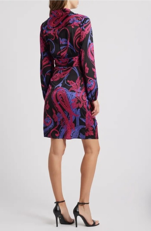 Nwt Tahari ASL Women's Size 4 Printed Faux-Wrap Dress $139