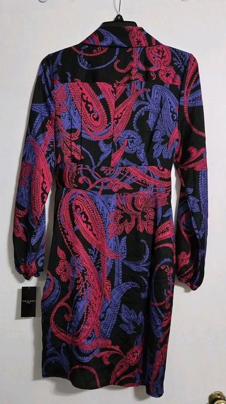 Nwt Tahari ASL Women's Size 4 Printed Faux-Wrap Dress $139