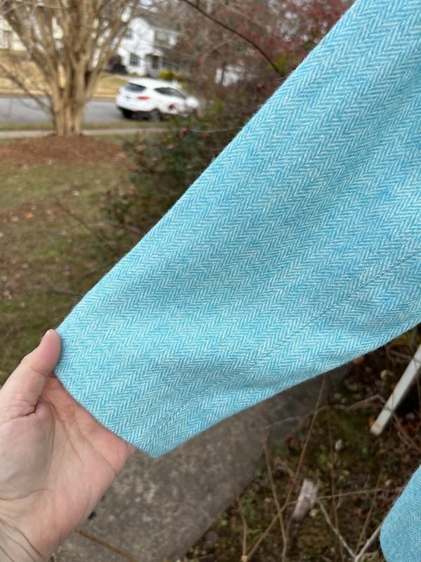 NWT Talbots Gorgeous Turquoise & White Herringbone Wool Blend Lined Blazer 22W