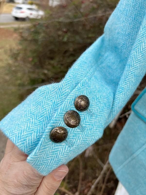 NWT Talbots Gorgeous Turquoise & White Herringbone Wool Blend Lined Blazer 22W
