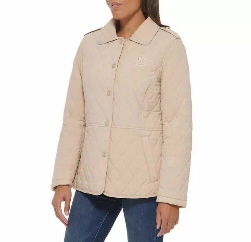 NWT Tommy Hilfiger Women's Quilted Jacket Navy/Green/Beige