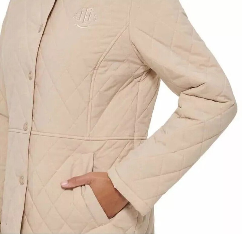 NWT Tommy Hilfiger Women's Quilted Jacket Navy/Green/Beige