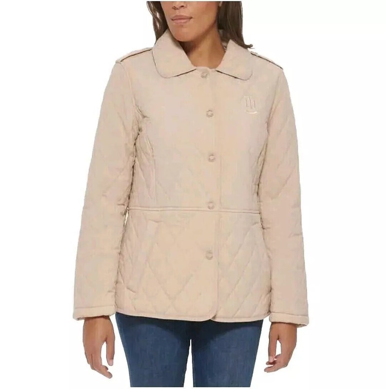 NWT Tommy Hilfiger Women's Quilted Jacket Navy/Green/Beige