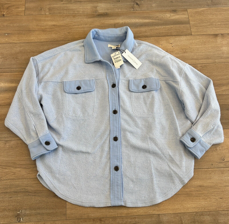 NWT Treasure & Bond Shacket Womens XL Blue Heavy Shirt Jacket Button-Up Pockets