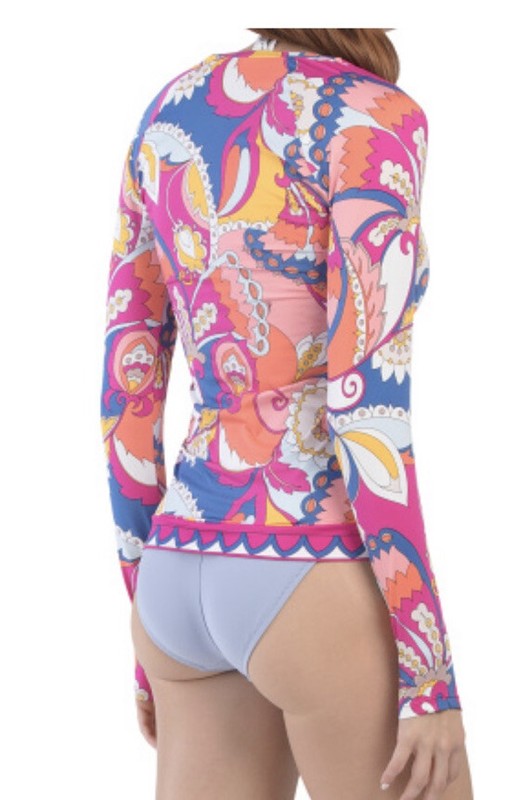 NWT TRINA TURK SEVILLA LONG SLEEVES RASH GUARD ONLY SIZE Extra Large