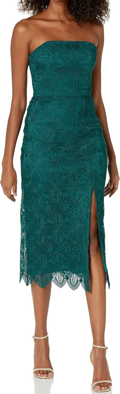 NWT- Trina Turk 'Stella 2' Strapless Lace Midi-Dress Pool Teal - Size 8