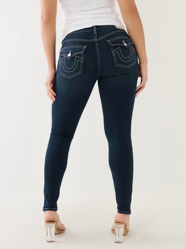 NWT True Religion Jennie Curvy Mid Rise Flap Single Needle Skinny Jeans Sz 30