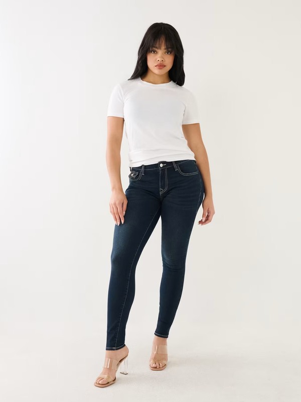 NWT True Religion Jennie Curvy Mid Rise Flap Single Needle Skinny Jeans Sz 30