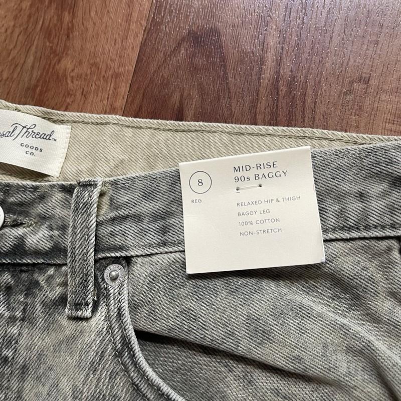 NWT Universal Thread M-Rise 90's Baggy Jeans Size 8 Reg Beige Leopard Print NEW