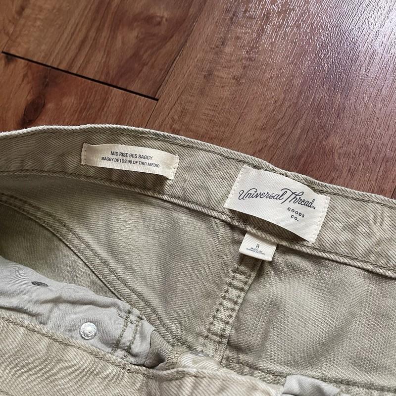 NWT Universal Thread M-Rise 90's Baggy Jeans Size 8 Reg Beige Leopard Print NEW