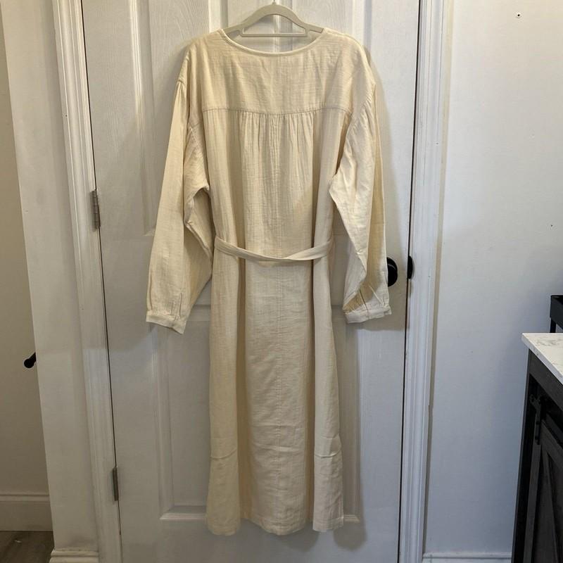 NWT Universal Threads Belted Long Sleeve Maxi Dress White Sand Size 2XL