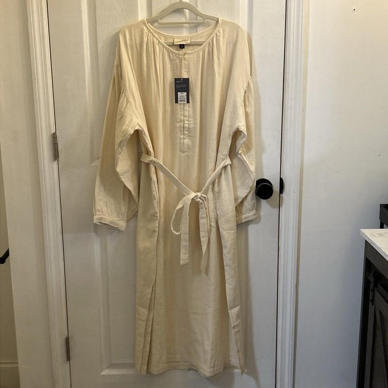 NWT Universal Threads Belted Long Sleeve Maxi Dress White Sand Size 2XL