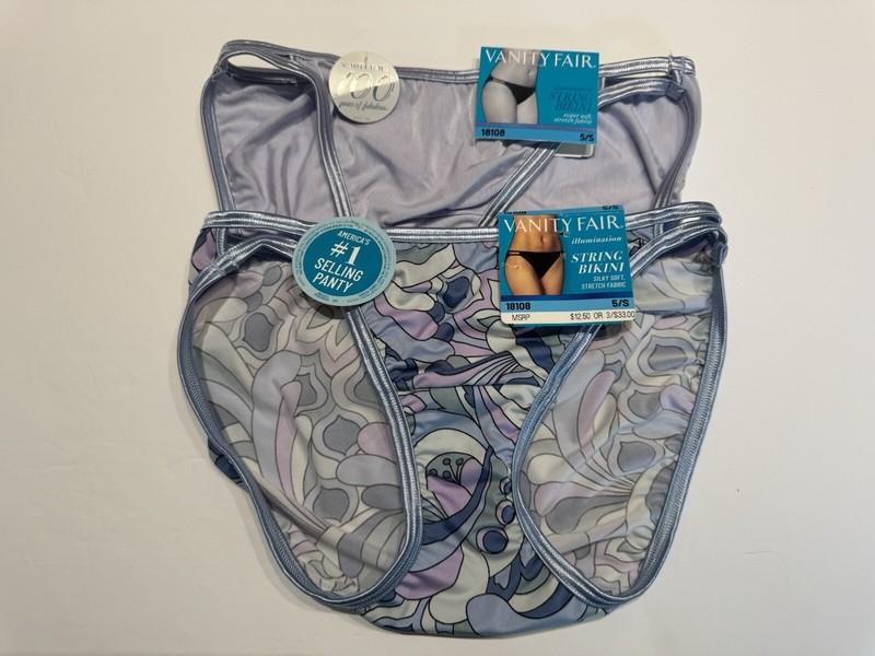 NWT Vanity Fair Illumination String Bikini 18108 2 PAIRS Size 5 S
