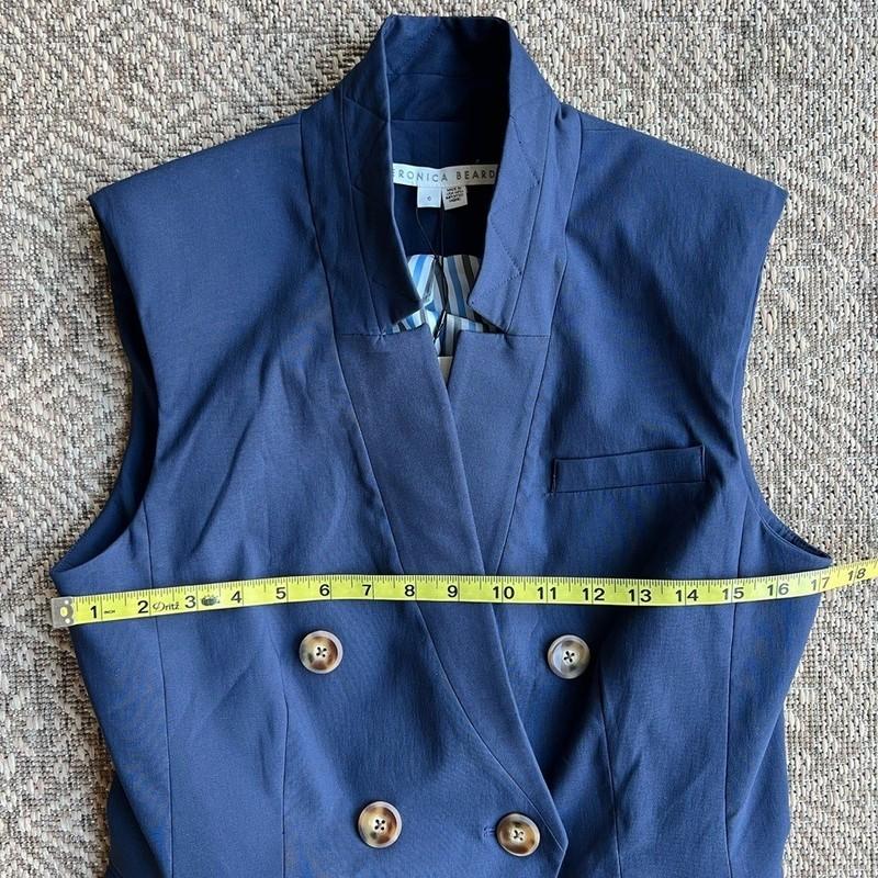 NWT Veronica Beard Amika Doubled Breasted Button Vest In Marine Navy Blue Size 6