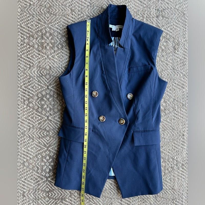 NWT Veronica Beard Amika Doubled Breasted Button Vest In Marine Navy Blue Size 6