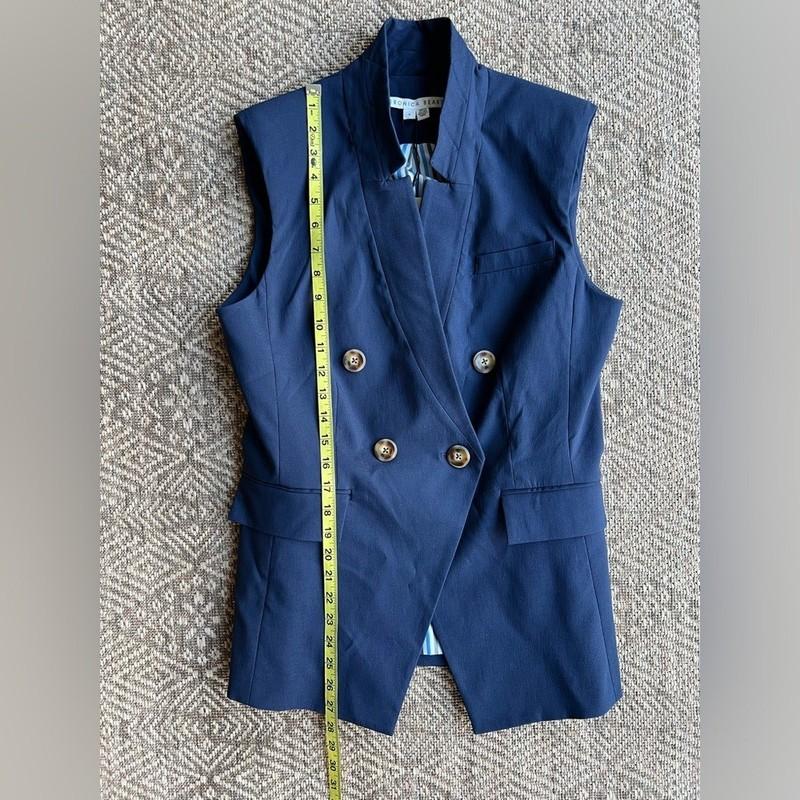 NWT Veronica Beard Amika Doubled Breasted Button Vest In Marine Navy Blue Size 6