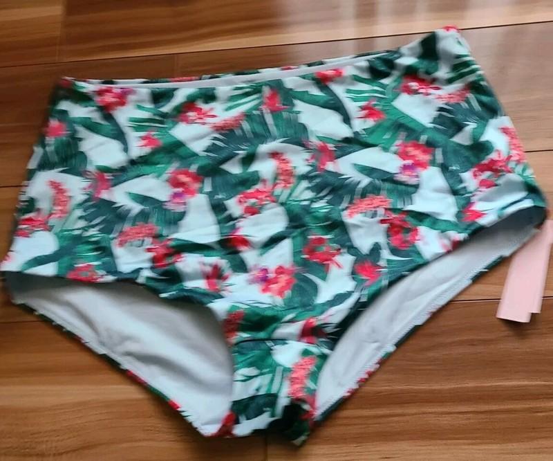 NWT Victoria's Secret Boyshort Swim Short Bikini Bottom L Blue Palm High Rise