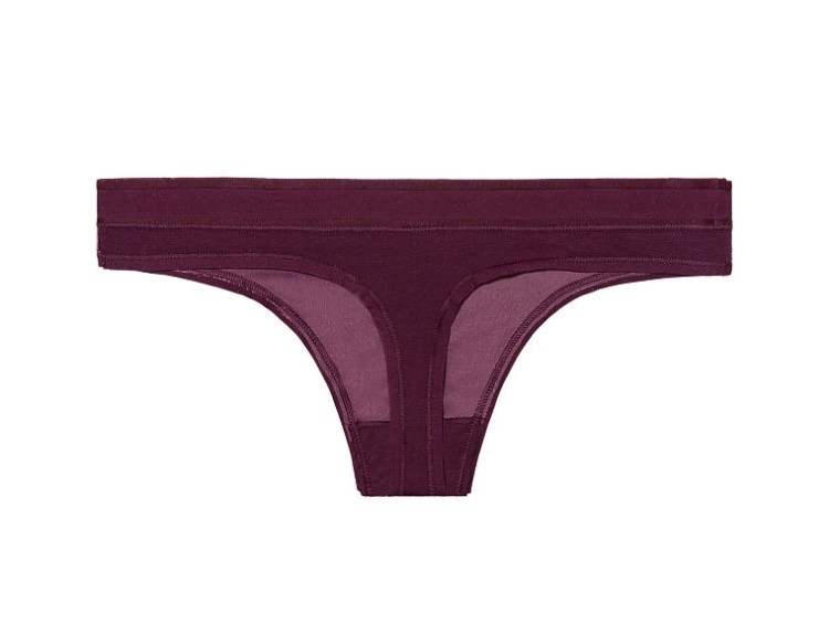 NWT VICTORIA'S SECRET M L MAROON BURGUNDY CRUSHED VELVET VELOUR THONG PANTIES