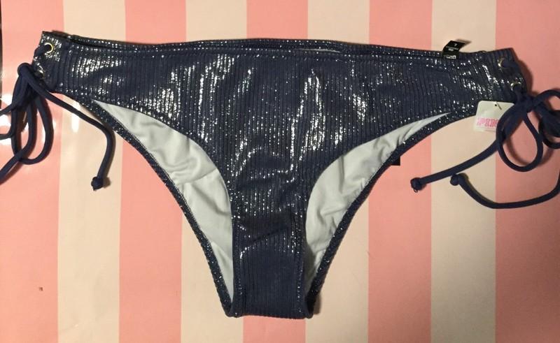 NWT Victoria's Secret PINK Strappy Sides Swim Bikini Bottom Sparkly Medium N7070