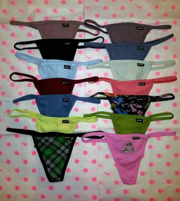 NWT Victoria's Secret PINK V-String Cotton Panty Strappy Ribbed