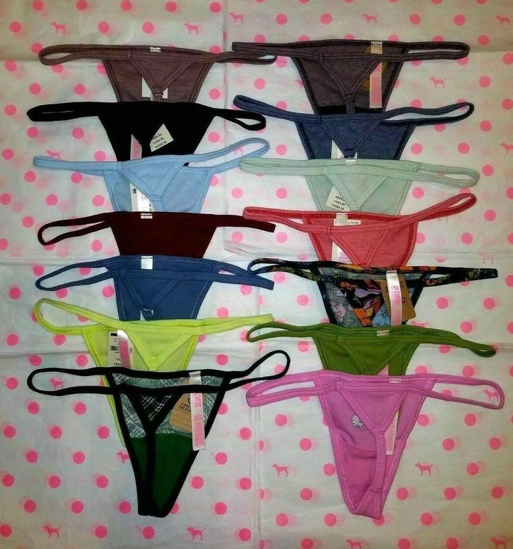 NWT Victoria's Secret PINK V-String Cotton Panty Strappy Ribbed