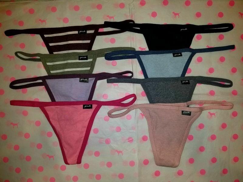 NWT Victoria's Secret PINK V-String Cotton Panty Strappy Ribbed