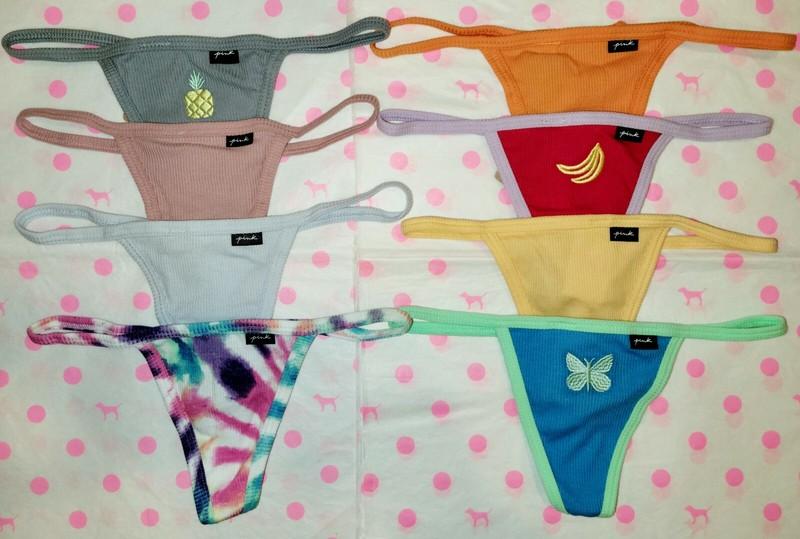 NWT Victoria's Secret PINK V-String Cotton Panty Strappy Ribbed