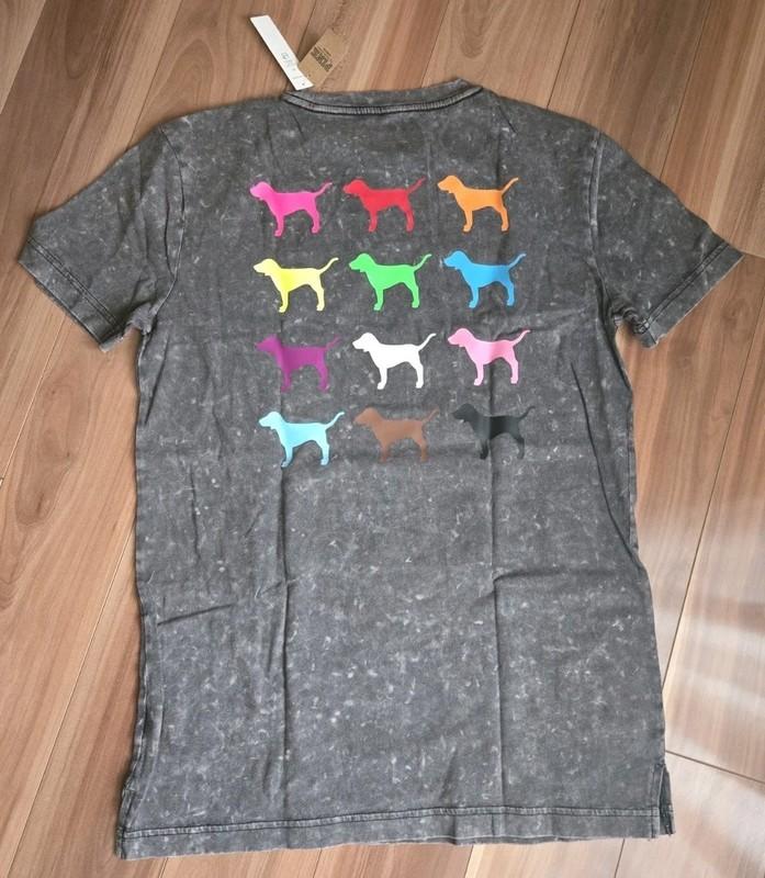 NWT Victoria's Secret PINK XS Ivy Cotton Campus Tee Shirt Top Color Dog Print