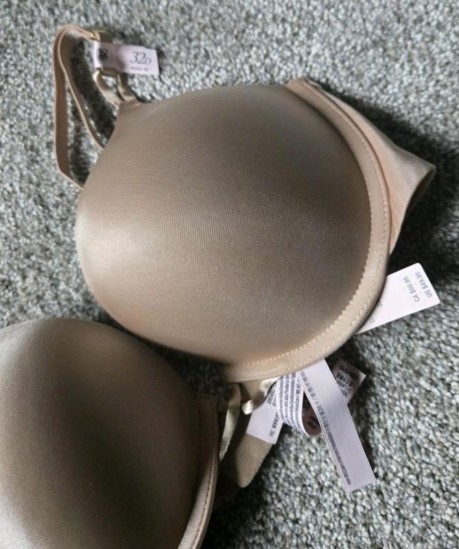 NWT Victorias Secret Add 2 Cups Padded Push Up Bra 32D Nude Praline Bombshell