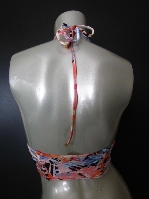 Nwt Victorias Secret Black Floral Strappy Long Line Halter Bikini Top S
