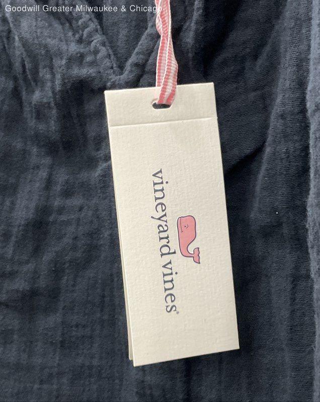 NWT Vineyard Vines Jet Black Ruffle Sleeve Gauzy Coverup Women's Size L