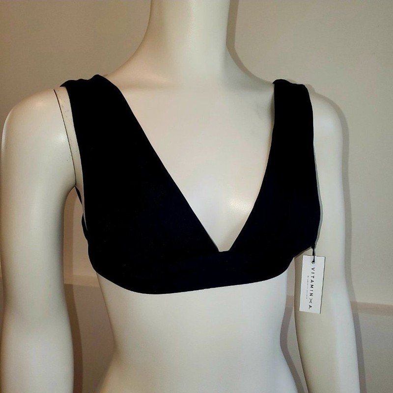 NWT Vitamin A Magnolia V Neck Bikini Top Swimsuit Womens Size 12/D/XL Minimalist