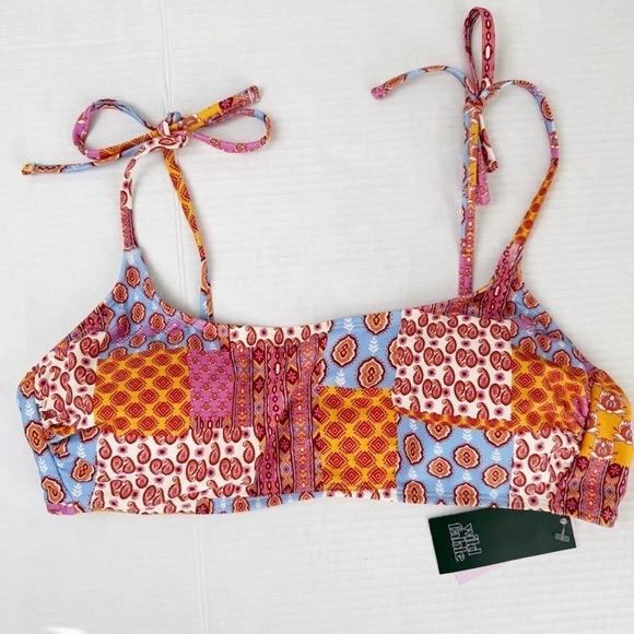 NWT Wild Fable Patchwork Bralette Bikini Top XL 16