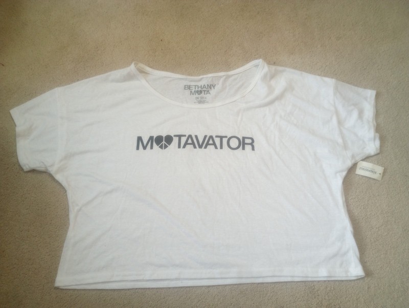 NWT Women's Aeropostale Bethany Mota Motavator Cropped White Tee T-Shirt Top NEW