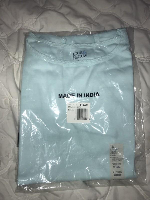 NWT Women's Croft & Barrow Scallop-Trim Tank – Color Aqua – 2XL - Organic Cotton