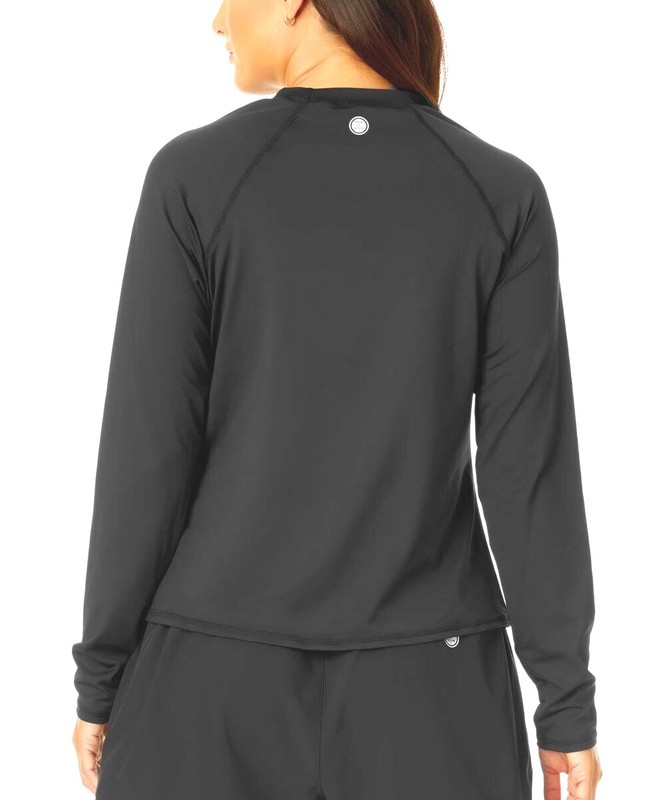 NWT Women's Life Is Good Daisy Rainbow Black Long Sleeve Rash Guard UPF 50+ Top