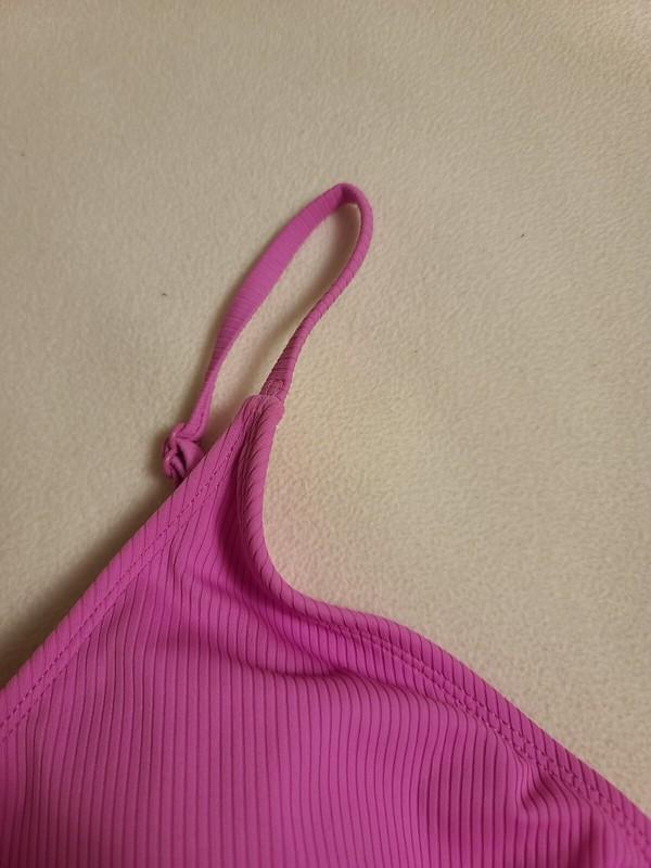 NWT Women's No Boundaries Pink Ribbed String Bikini Top JUNIORS Size L